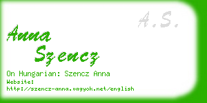 anna szencz business card